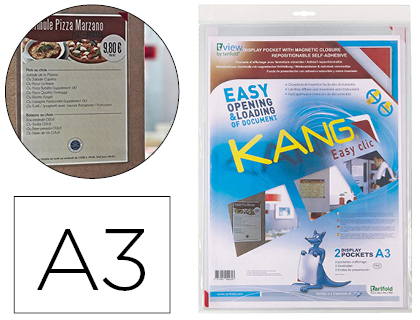[153619] Funda de presentacion djois adhesiva removible din a3 con esquina magnetica capacidad para 10 hojas pack