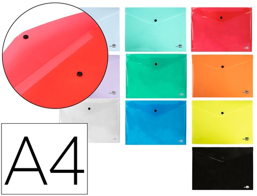 [80251] Carpeta liderpapel dossier broche transparente din a4 colores surtidos paquete de 5 retractilado