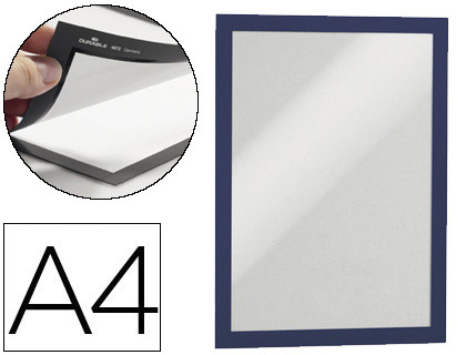 [78351] Marco porta anuncios durable magnetico din a4 dorso adhesivo removible color azul pack de 2 unidades