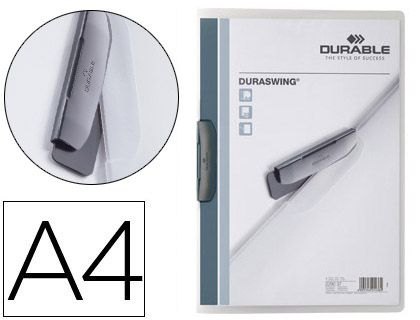 [78340] Carpeta durable duraswing dossier pinza lateral giratoria polipropileno din a4 grafito 30 hojas