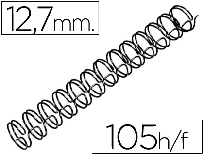 [43818] Espiral wire 3:1 12,7 mm n.8 negro capacidad 105 hojas caja de 100 unidades