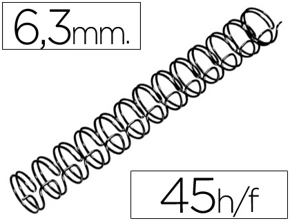 [43814] Espiral wire 3:1 6,3 mm n.4 negro capacidad 45 hojas caja de 100 unidades
