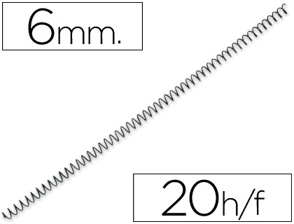 [39125] Espiral metalico yosan negro paso 64 5:1 6 mm calibre 1,00 mm
