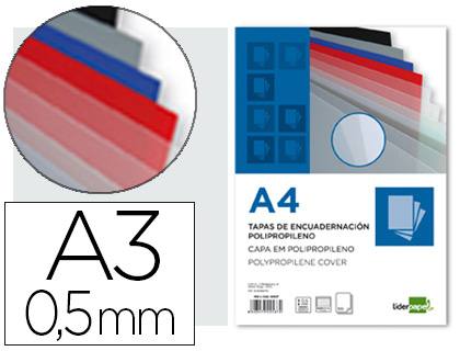 [10750] Tapa encuadernacion liderpapel polipropileno a3 0.5 mm transparente paquete de 100 unidades