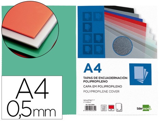 [10748] Tapa encuadernacion liderpapel polipropileno a4 0.5 mm verde translucido paquete de 100 unidades