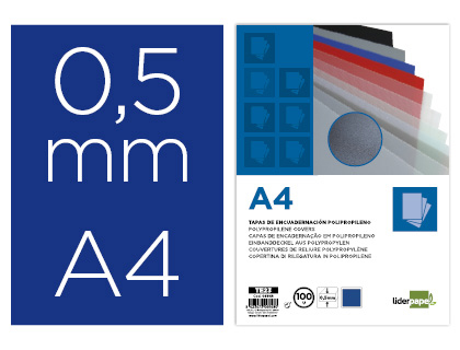 [6948] Tapa encuadernacion liderpapel polipropileno a4 0.5mm azul opaco paquete de 100 unidades