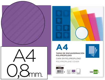 [64100] Tapa encuadernacion liderpapel polipropileno ondulado a4 0.8 mm violeta paquete de 50 unidades