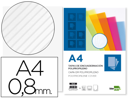 [64099] Tapa encuadernacion liderpapel polipropileno ondulado a4 0.8 mm transparente paquete de 50 unidades
