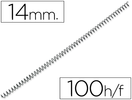 [64072] Espiral metalico q-connect 64 5:1 14 mm 1mm caja de 100 unidades
