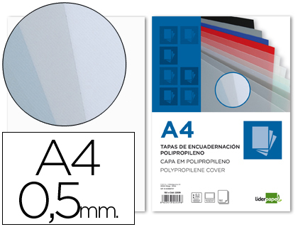 [64040] Tapa encuadernacion liderpapel polipropileno a4 0.5mm incolor translucidas paquete de 100 unidades