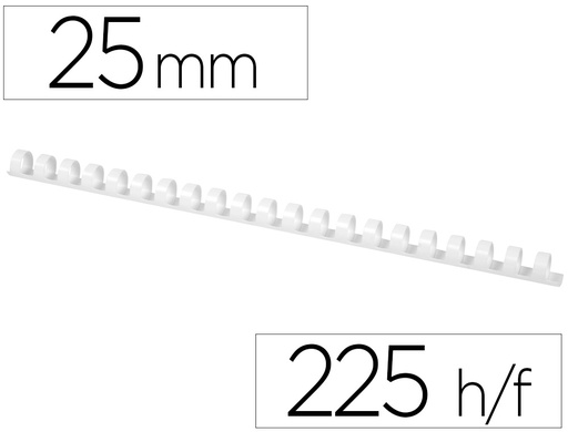 [63446] Canutillo q-connect redondo 25 mm plastico blanco capacidad 225 hojas caja de 50 unidades