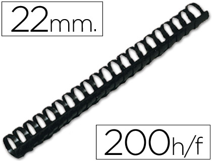 [63445] Canutillo q-connect redondo 22 mm plastico negro capacidad 200 hojas caja de 50 unidades