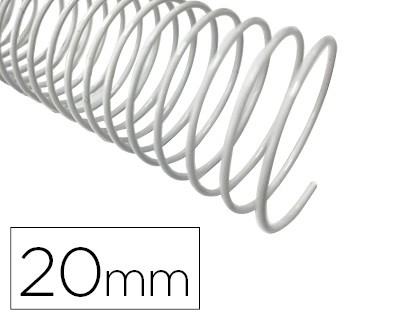 [155227] Espiral metalico q-connect blanco 64 5:1 20mm 1,2mm caja de 100 unidades