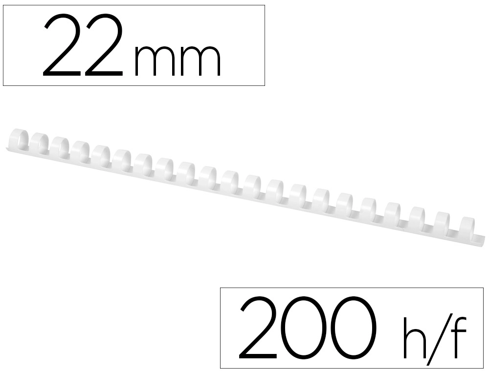 [63444] Canutillo q-connect redondo 22 mm plastico blanco capacidad 200 hojas caja de 50 unidades