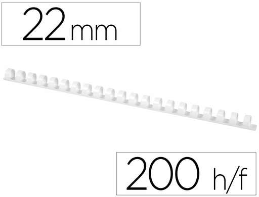 [63444] Canutillo q-connect redondo 22 mm plastico blanco capacidad 200 hojas caja de 50 unidades