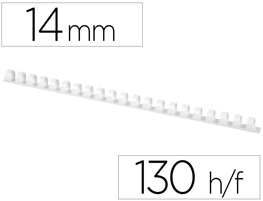 [63438] Canutillo q-connect redondo 14 mm plastico blanco capacidad 130 hojas caja de 100 unidades