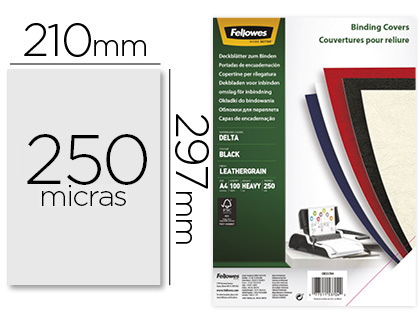[155179] Tapa de encuadernacion fellowes din a4 carton similpiel cuero negro delta 250 gr pack de 100 unidades
