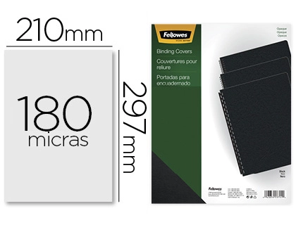 [155173] Tapa de encuadernacion fellowes din a4 pvc opaco negro 180 micras pack de 100 unidades