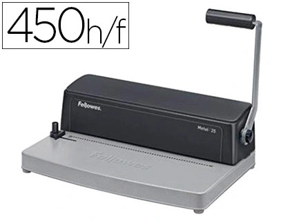 [150191] Encuadernadora para espiral fellowes metal 25 perfora 10 hojas tamaño a4 encuaderna hasta 450 hojas paso 5:1