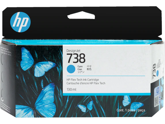 [57869] [498N5A] HP DESIGNJET 738 CARTUCHO CIAN 130ML