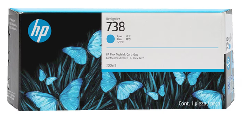 [57873] [676M6A] HP DESIGNJET 738 CARTUCHO CIAN 300ML