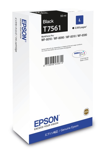 [19043] [C13T75614N] EPSON Cartucho Negro L 2500 pag WF-8xxx