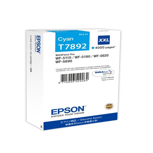 [18584] [C13T789240] EPSON Cartucho Cian 79XXL 4000 paginas WorkForce Pro WF-5xxx Series
