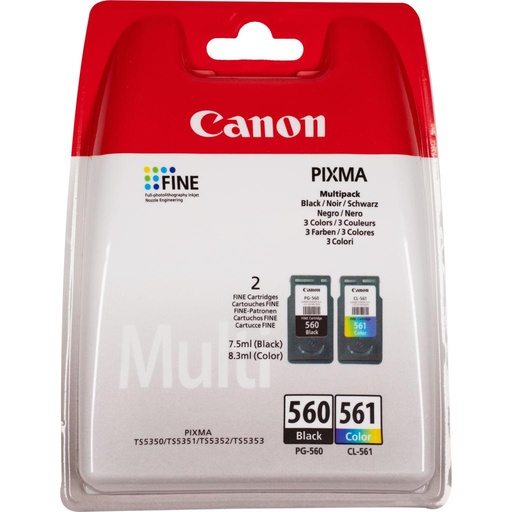 [38806] [3713C006] CANON Cartuchos de tinta Multipack CANON PG560 + CL561 (negro+color)