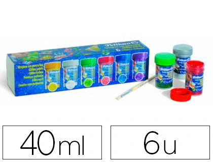 [90300] Tempera pelikan glitter 20 ml 942/20s caja 6 colores surtidos + pincel