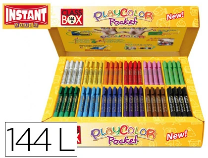 [74077] Tempera solida en barra playcolor pocket escolar caja de 144 unidades 12 colores surtidos