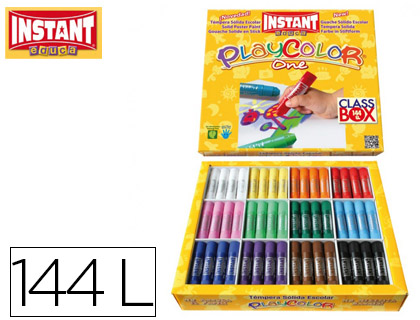 [74074] Tempera solida en barra playcolor escolar caja de 144unidades 12 colores surtidos