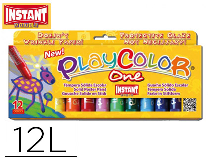 [74073] Tempera solida en barra playcolor escolar caja de 12 colores surtidos