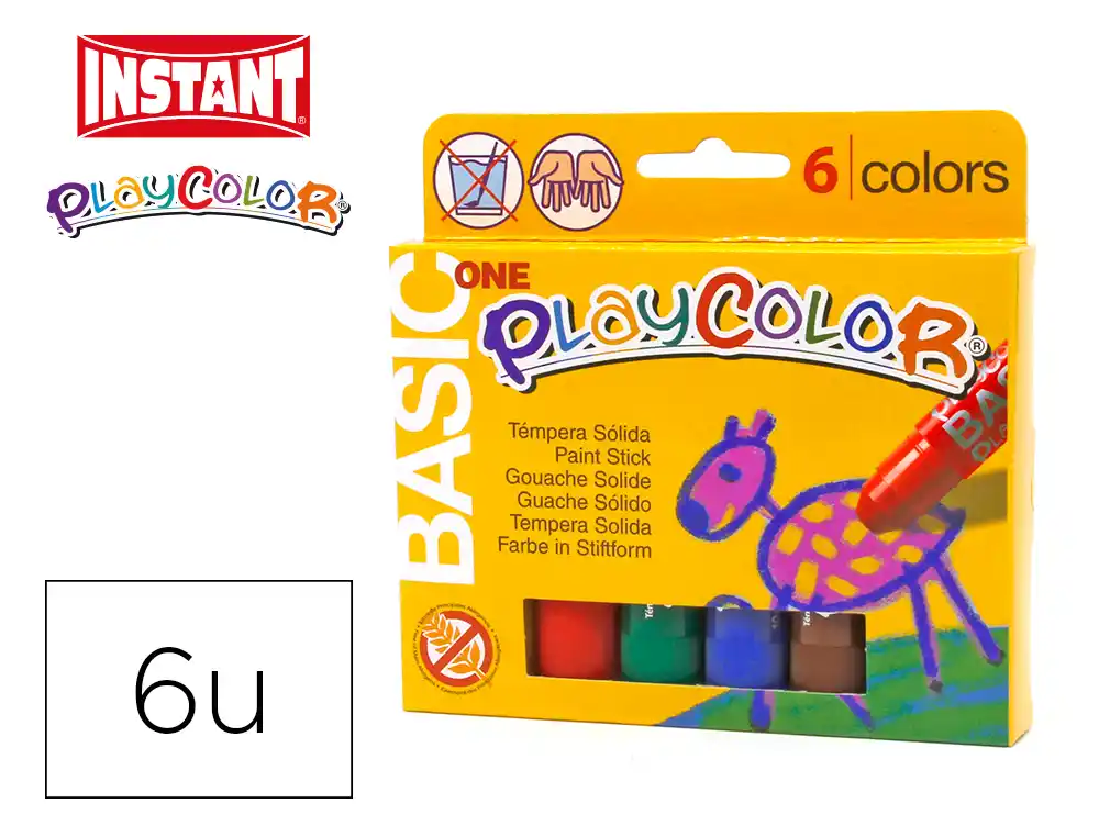 [74072] Tempera solida en barra playcolor escolar caja de 6 colores surtidos