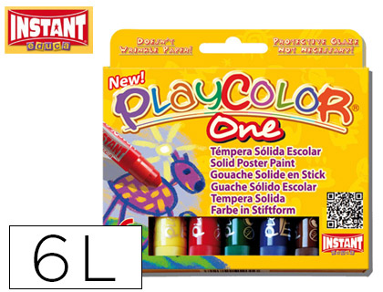 [74072] Tempera solida en barra playcolor escolar caja de 6 colores surtidos