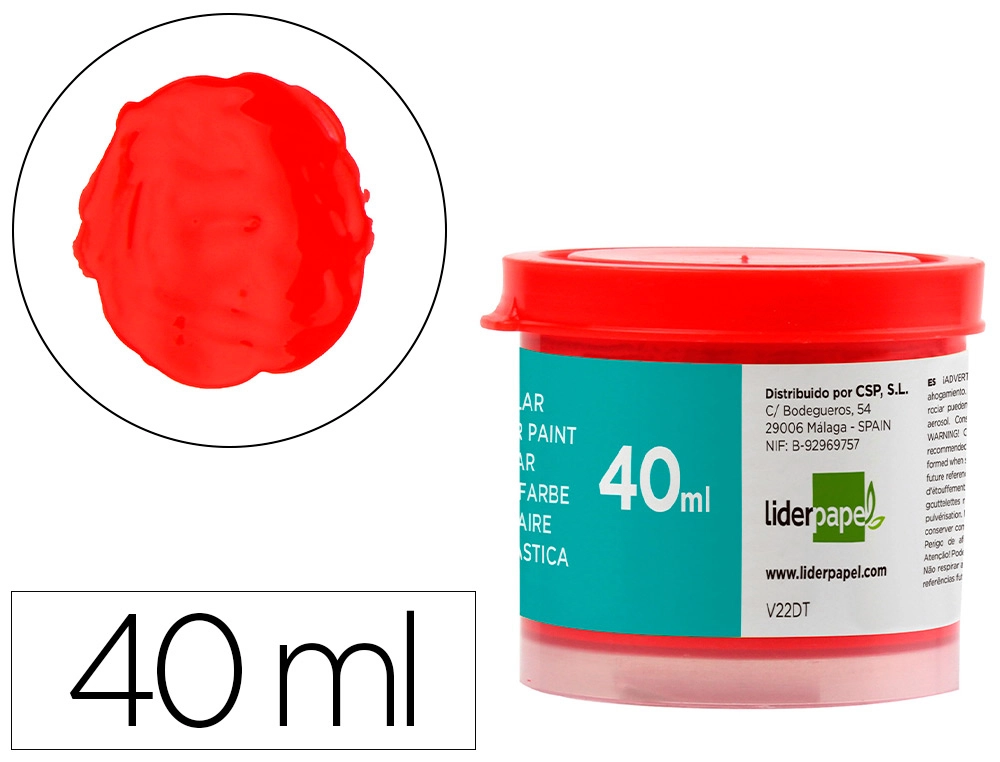[62936] Tempera liderpapel escolar 40 ml rojo