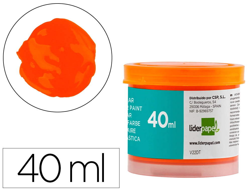 [62934] Tempera liderpapel escolar 40 ml naranja