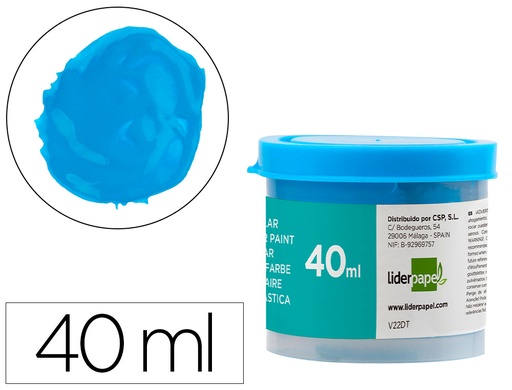 [62929] Tempera liderpapel escolar 40 ml azul cian