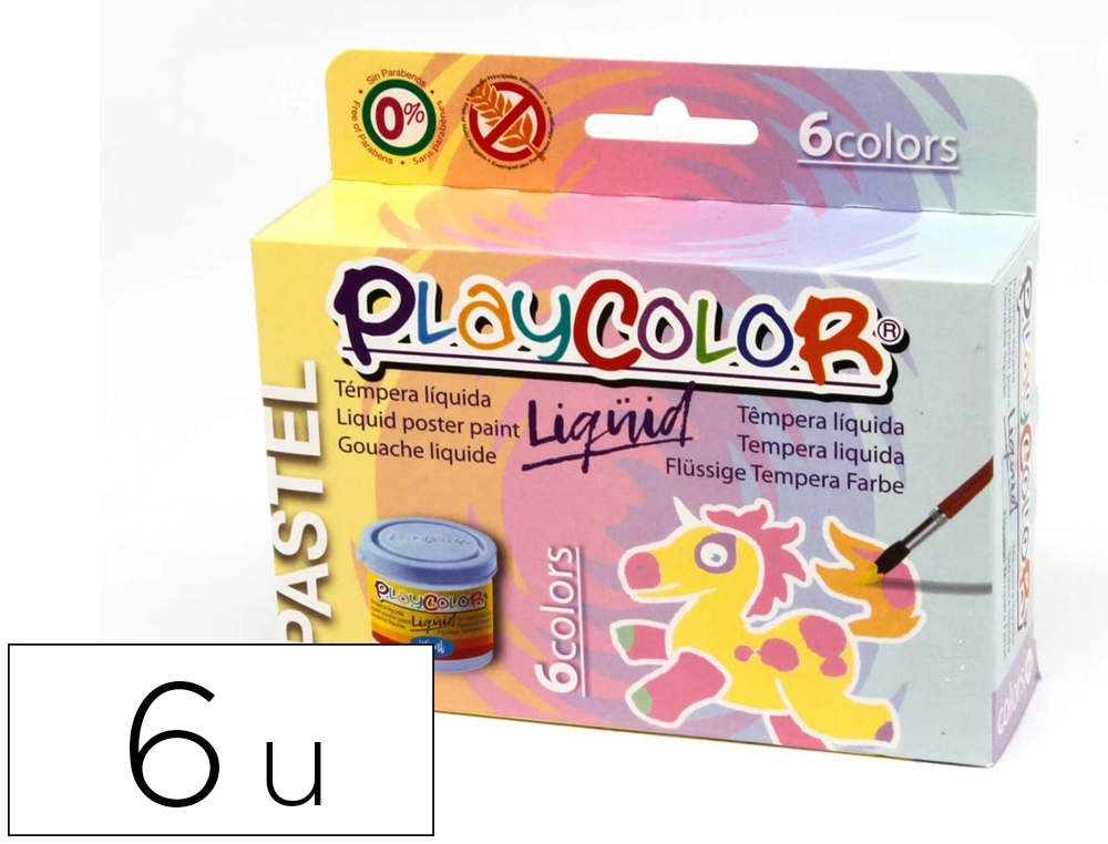 [167375] Tempera liquida playcolor liquid pastel 40 ml caja de 6 unidades colores surtidos