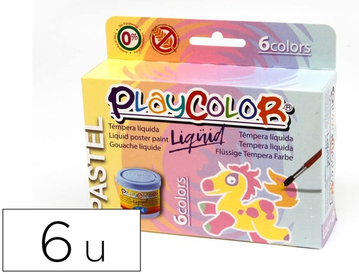 [167375] Tempera liquida playcolor liquid pastel 40 ml caja de 6 unidades colores surtidos