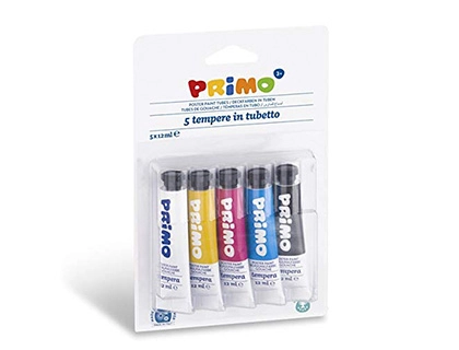 [155750] Tempera primo en tubo aluminio de 12 ml blister de 5 colores surtidos