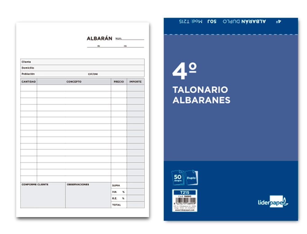 [16890] Talonario liderpapel albaran cuarto original y copia t215