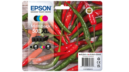 [47473] [C13T09R94010] EPSON Cartucho 4 colores Multipack 503XL Negro y 503CMY Standard  WF-2960dwf,WF-2965dwf, XP-5205 Pimiento