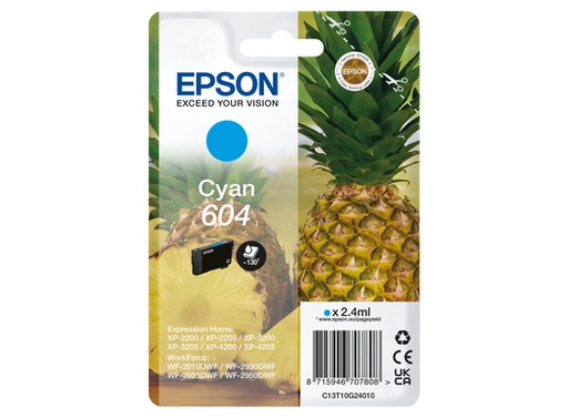 [47475] [C13T10G24010] EPSON Cartucho Cian 604 XP-2200, WF-2910DWF Piña