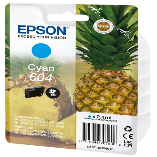 [48691] [C13T10G24020] EPSON Cartucho Cian 604