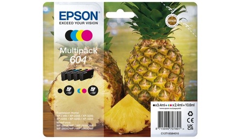 [47478] [C13T10G64010] EPSON Cartucho 4 colores Multipack 604 XP-2200, WF-2910DWF Piña