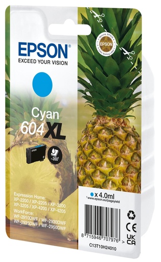 [59391] [C13T10H24020] EPSON Tinta cian 604XL Piña