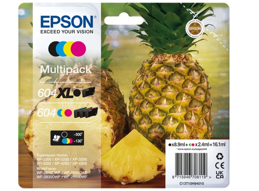 [47484] [C13T10H94010] EPSON Cartucho 4 colores Multipack 604XL Negro/604 CMY  XP-2200, WF-2910DWF Piña