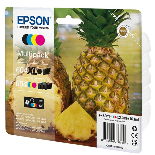 [59395] [C13T10H94020] EPSON Tinta 4 colores Multipack 604XL Negro/ 604 Std CMY