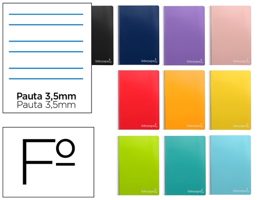 [9920] Cuaderno espiral liderpapel folio witty tapa dura 80h 75gr rayado montessori 3,5mm colores surtidos