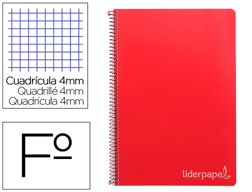 [9797] Cuaderno espiral liderpapel folio witty tapa dura 80h 75gr cuadro 4mm con margen color rojo